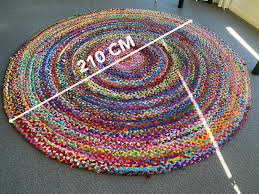 hand braided multi coloured rug 210cm