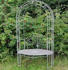 Oval Arbour Arch W Seat Anitque Grey