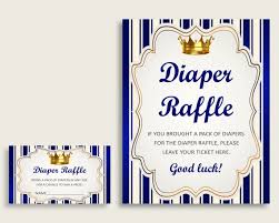Royal Prince Baby Shower Diaper Raffle Tickets Game Boy Blue Gold