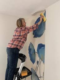 how to hang a wallpaper mural a step