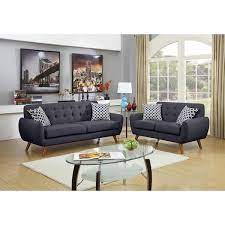 4pcs Mulberry Fabric Upholstered Modern Sofa Loveseat And Accent Chair Set Gray Corliving