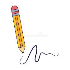 Pencil Writing Isolated Cartoon Blue Lines Stock Vector - Illustration of  student, object: 142361190