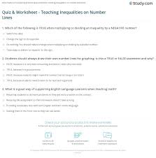 Show the solution to the inequalities on the number lines. Quiz Worksheet Teaching Inequalities On Number Lines Study Com