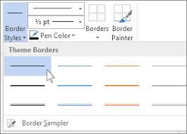 add a border to a table in office for