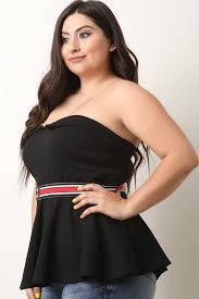 Plus Size Strapless Belted Peplum Top Urbanog Tops In