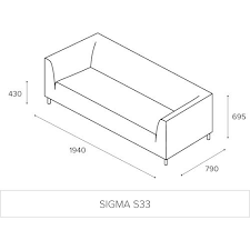 sigma 3 seater sofa with standard metal