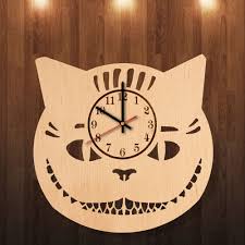 alice cheshire cat wood wall clock