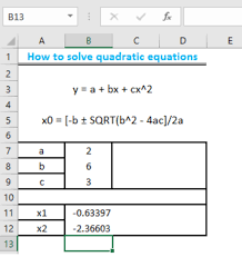 solve quadratic equation in excel