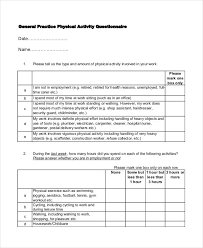 free 8 physical activity questionnaire