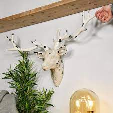 Shabby Chic Cream Wall Mounted Stag