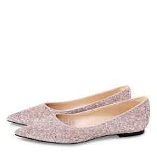 Womens Sparkling Glitter Flat Heel Closed Toe Flats 047190334