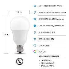 Feit Electric 60 Watt Equivalent A15 Intermediate Dimmable Cec White Finish Led Ceiling Fan Light Bulb Bright White 3000k 12 Pack