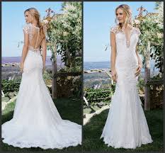 Lillian West Mermaid Wedding Dresses Court Train 2016 V Neck Capped Sleeves Mixed Lace Bridal Gowns 6437 Eg Illusion Back Covered Button Wedding