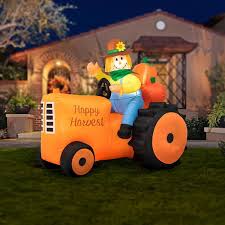 fall lighted inflatable tractor decor