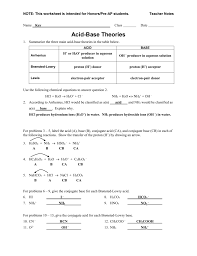 Acids and bases ph worksheet answers. Worksheet Acid Base Theories