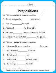 What are the prepositions of position and direction? Prepositions Worksheets 2 Your Home Teacher