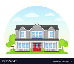 house exterior front view flat design