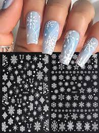 3d glitter white snowflake nail art