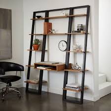 Add this computer desk/bookcase to your home for a functional workstation, where ample storage options, excellent functional features, and sophisticated style come together. Ladder Shelf Desk Narrow Bookshelf Set