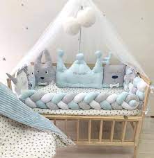 newborn sky blue crib bedding set crown