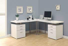 You've created something that's exactly what you'll love to work at. Double Pedestal Modern Computer Desk In White Finish White Corner Desk Home Office Design L Shaped Corner Desk