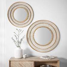 70cm Bamboo Round Wall Mirror Small