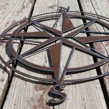 Rustic Nautical Compass Recycled Metal