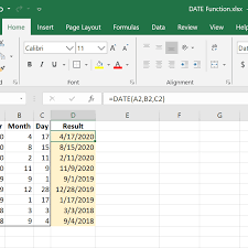 how to use the excel date function