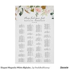 Elegant Magnolia White Alphabetical Seating Chart Zazzle
