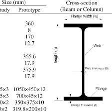 beam column and connection dimensions
