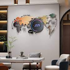 Electronic World Map Digital Wall Clock