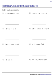 Grade 11 mathematics worksheet on solving equations and inequalities according to the caps syllabus for term 1 created date: Compound Inequalities Worksheets