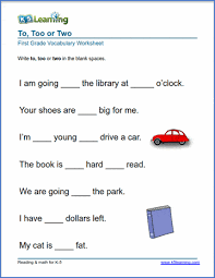 Welcome to esl printables, the website where english language teachers exchange resources: Use Of To Too Or Two K5 Learning