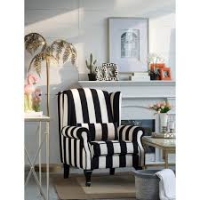 Thanks for looking at my beautiful chair , reupholstered in a striking black and white striped linen fabric to the front back rest with a luxurious black velvet on the seat and back of the chair. Black White Striped Wing Chair Katzberry Home Decor