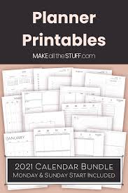 Each number is in a separate file so you only need to download the numb. Printable Planner 2021 Bundle 2021 Printable Calendars