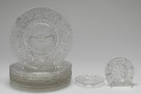 Vintage Molded Clear Glass Plates 9