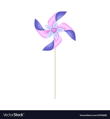 purple pinwheel toy with paper curl