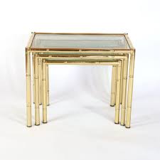 Nest Of Vintage Gold Faux Bamboo Tables