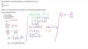 Acceleration As A Function Of Velocity