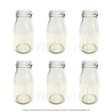 set of 4 retro mini glass milk bottles