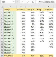 average percene of marks in excel