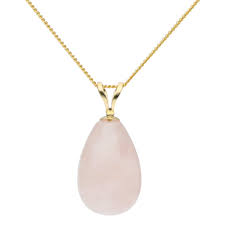 9ct yellow gold rose quartz pendant