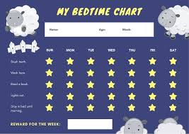 Blue Sheep Bedtime Reward Chart Templates By Canva