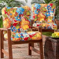 Greendale Home Fashions Aloha Fl Outdoor Chair Cushion Set Of 2 Red