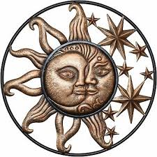 large metal celestial moon sun decor