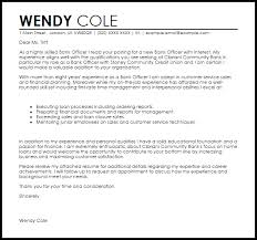Bank Officer Cover Letter Sample Cover Letter Templates Examples
