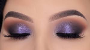 smokey purple sparkly eye makeup