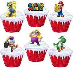 Princess peach birthday party ideas. 40 Super Mario Birthday Boys Cup Cake Kids Party Toppers Wafer Edible Stand Up Baking Accs Cake Decorating Com Kitchen Dining Bar
