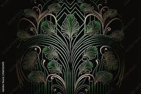 A Green And Gold Art Deco Wallpaper