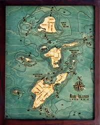 Bass Islands Lake Erie 3 D Nautical Wood Chart 16 X 20 Dark Frame